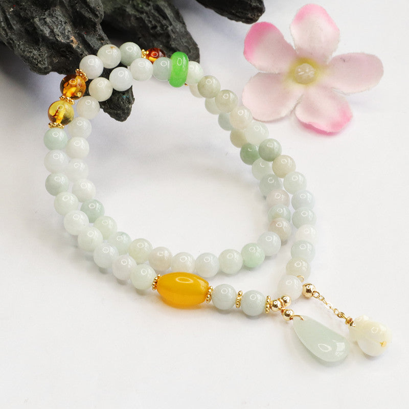 Jade Double Circle Bracelet with Tassel Accent