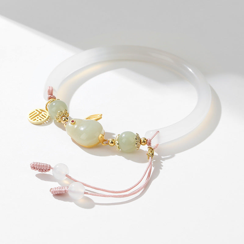 Fortune's Favor Sterling Silver Jade Rabbit Bracelet