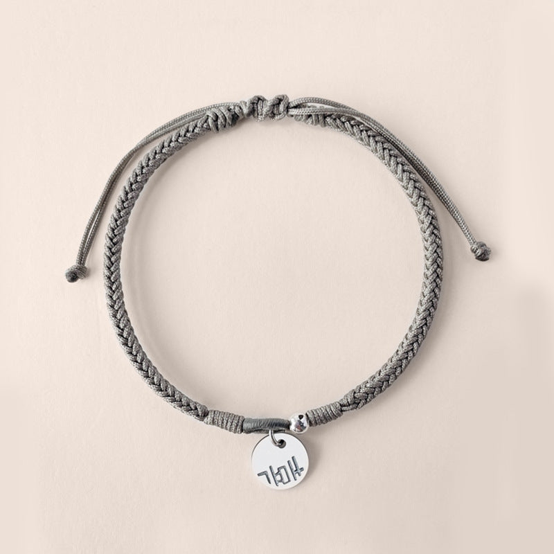 Fortune's Favor Handmade Woven Bracelet with Happy Character Tag - Original Gift for Men and Women