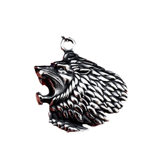 Vintage-Inspired Stainless Steel Wolf Head Pendant for Men - Custom Titanium Steel Animal Jewelry