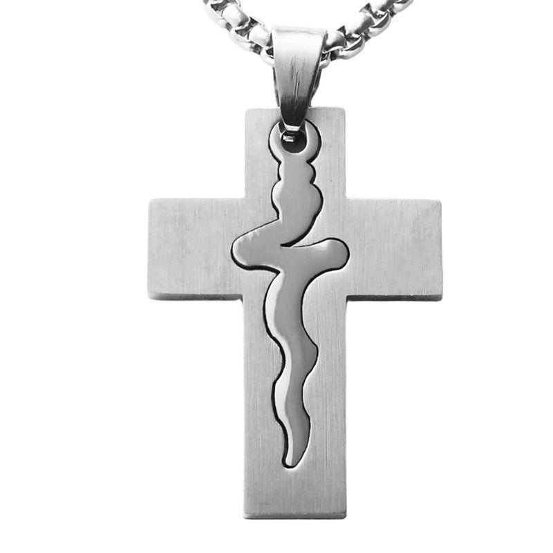 Personalized Retro Titanium Steel Cross Pendant Necklace for Trendy Men