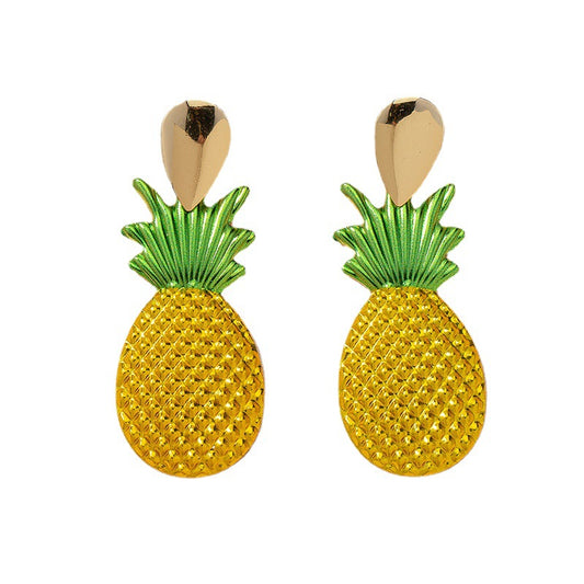 Exaggerated Fashion: Colorful Pineapple Earrings with Cross-Border Appeal