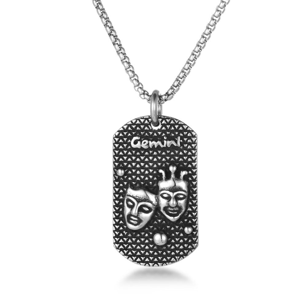 Celestial Gemini Titanium Steel Pendant Necklace - Stylish Hip Hop Jewelry for Men