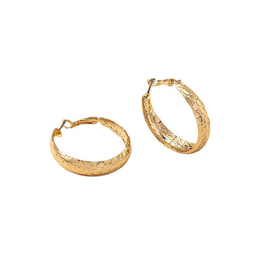 Golden Geometric Circle Earrings with Wide Edges - Vienna Verve