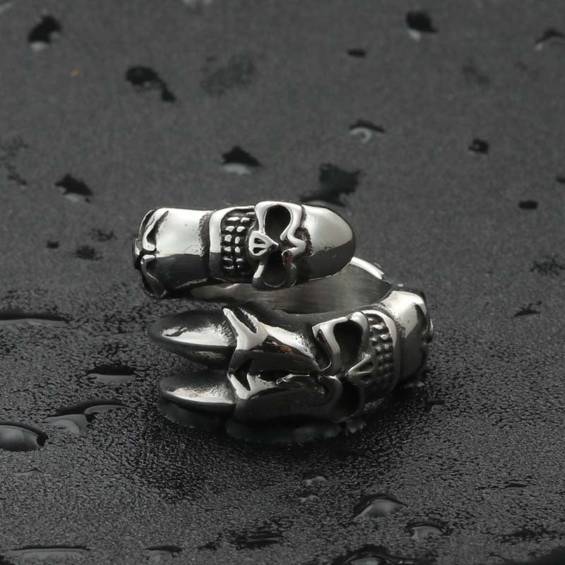 Titanium Steel Skull Claw Ring for Men - Retro Punk Jewelry Direct from Manufacturer