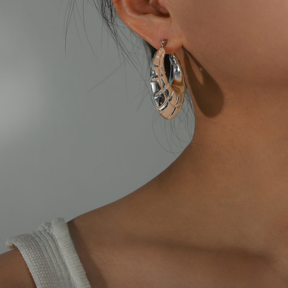 Chic Geometric U-Shaped Earrings in Titanium Steel with Gold Plating