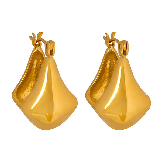 European Instagram Wind Titanium Steel Plated 18K Gold U-shaped Earrings