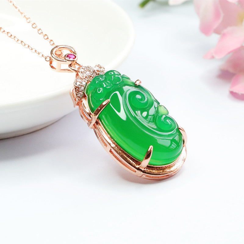 Elegant Chalcedony Fortune's Favor Zircon Sterling Silver Pendant