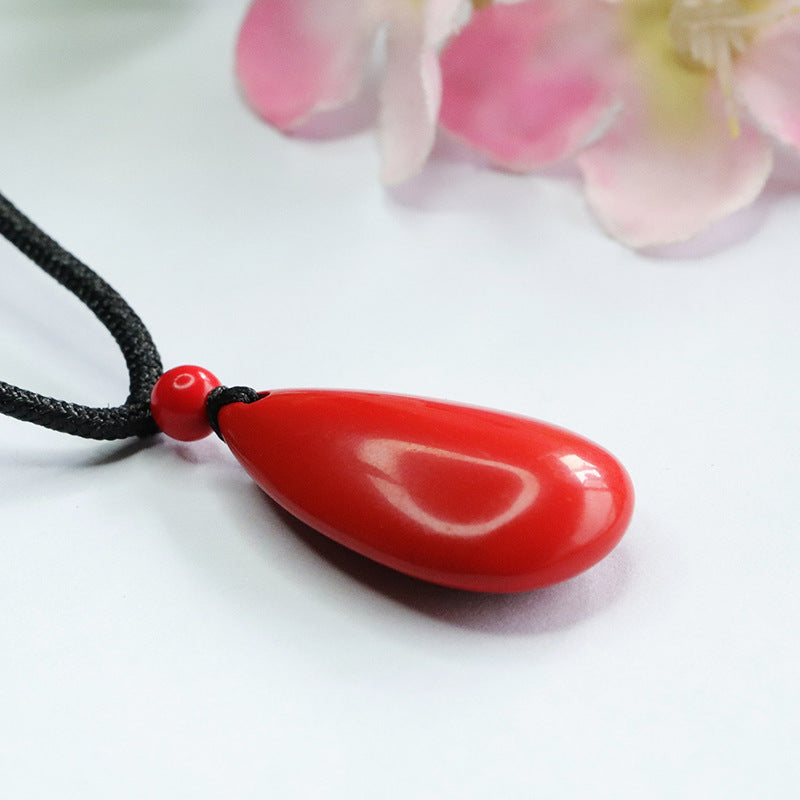 Cinnabar Water Drop Pendant Red Sand Pendant