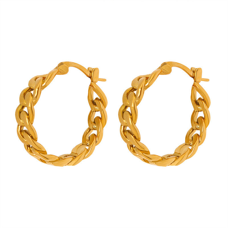 Korean Style Brass Earrings with Cross Chain Design