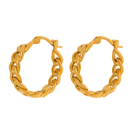 Korean Style Brass Earrings with Cross Chain Design