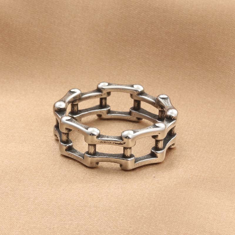 Retro Titanium Steel Chain Ring for Men - Trendy Locomotive Design Accessories