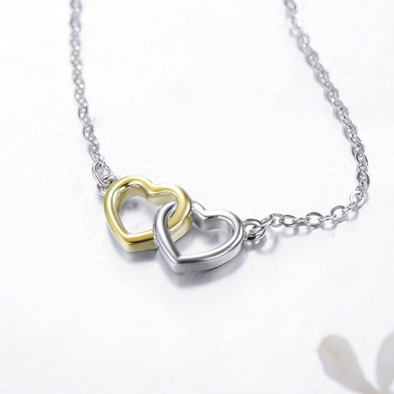 S925 Sterling Silver Hollow Heart Cross Necklace - Korean Fashion Pendant for Women