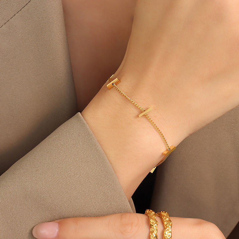 Golden Bamboo Thin Stainless Steel Bracelet - Everyday Genie Collection