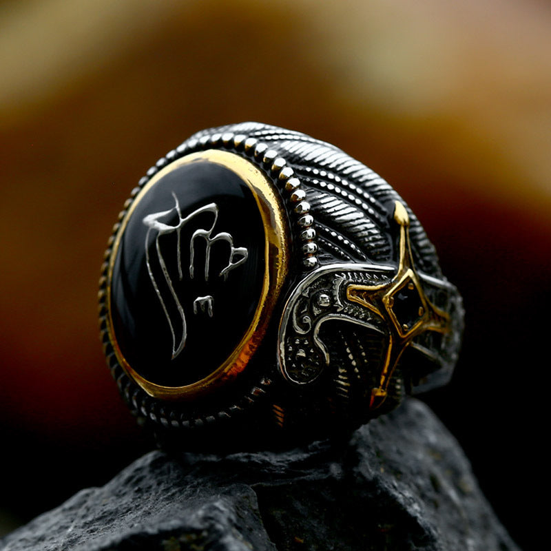 Titanium Steel Retro Personalized Men's Ring - Wholesale European and American Domineering Jewelry