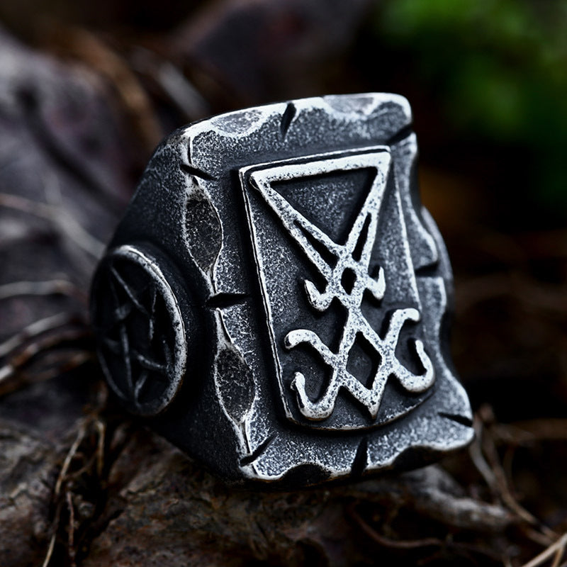 Lucifer Steel Titan Ring for Men - Bold Retro Jewelry