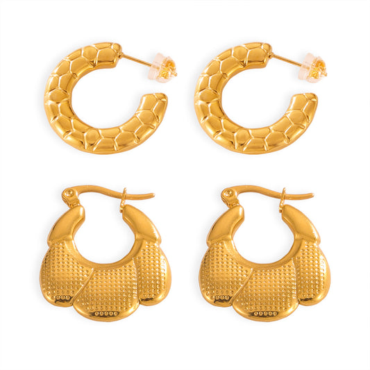 Elegant Hollow Geometric Design Gold-Plated Earrings by Planderful - Everyday Genie Collection