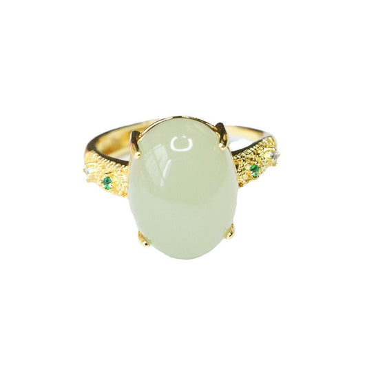 Planderful Collection Pigeon Eggs Hetian Jade Ring: Sterling Silver and Jade Jewelry