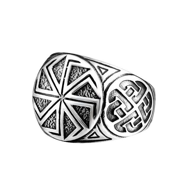 Viking-Inspired Retro Titanium Steel Men's Ring - Durable Stainless Steel Fashion Accessory