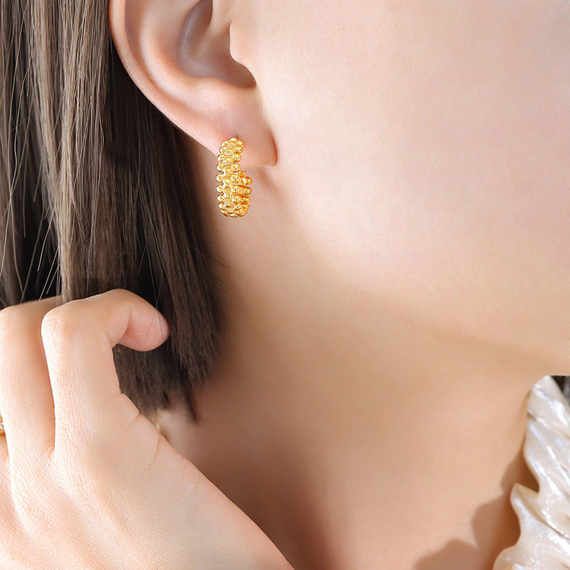 Chic Brass Earrings with Unique C-Shape Design for Fashion-Forward Women