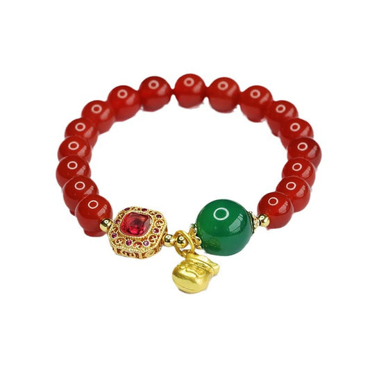 Chinese Blessing Agate and Chalcedony Bracelet from Planderful Collection