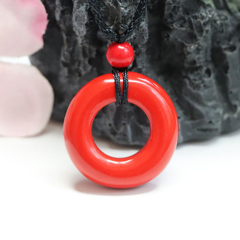 Cinnabar Peace Ring Pendant Red Sand Pendant Jewelry