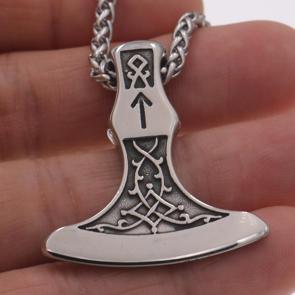 Viking Odin Rune Necklace with Titanium Steel Chain for Men - Norse Legacy Collection