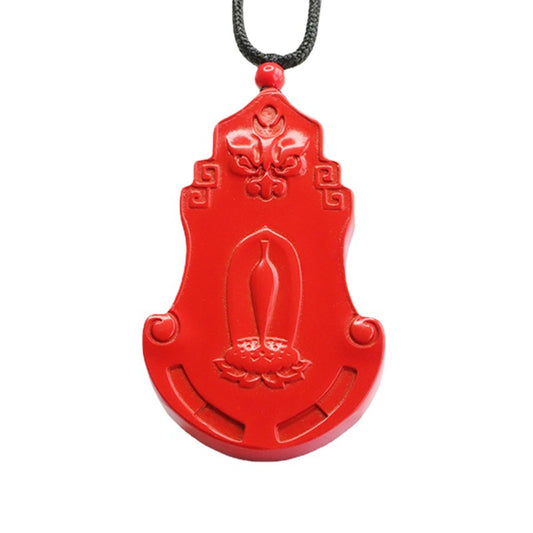 Auspicious Beast Sterling Silver Pendant With Vibrant Cinnabar Stone