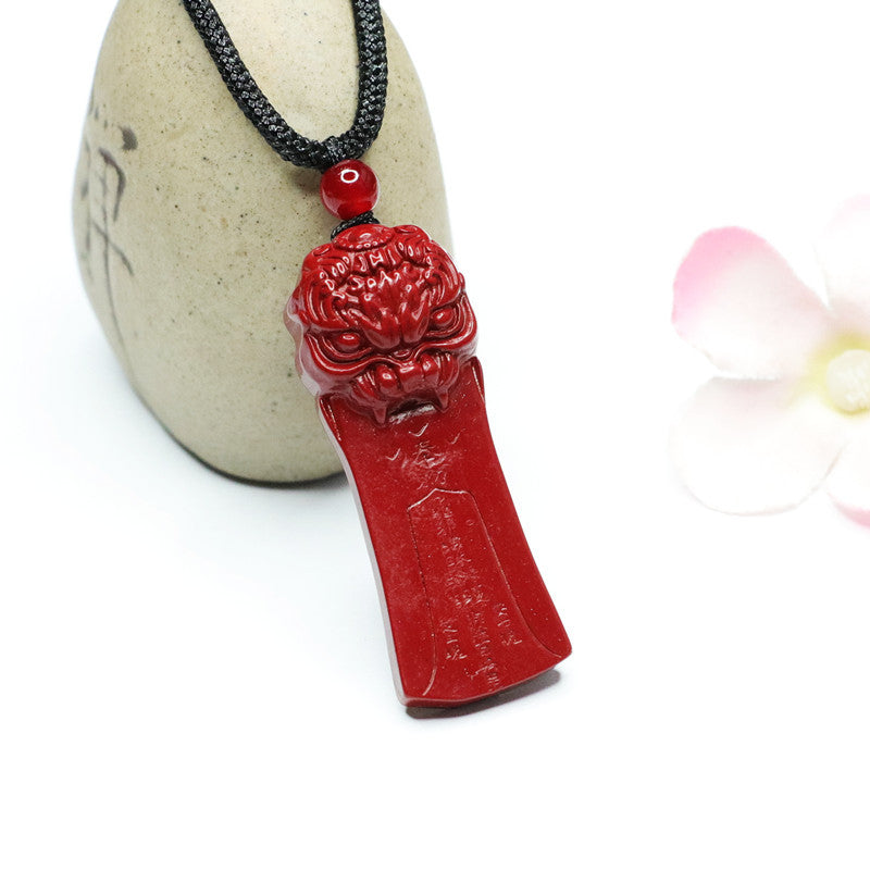 Cinnabar Pendant with Purple Gold Sand and Pixiu Bagua Talisman