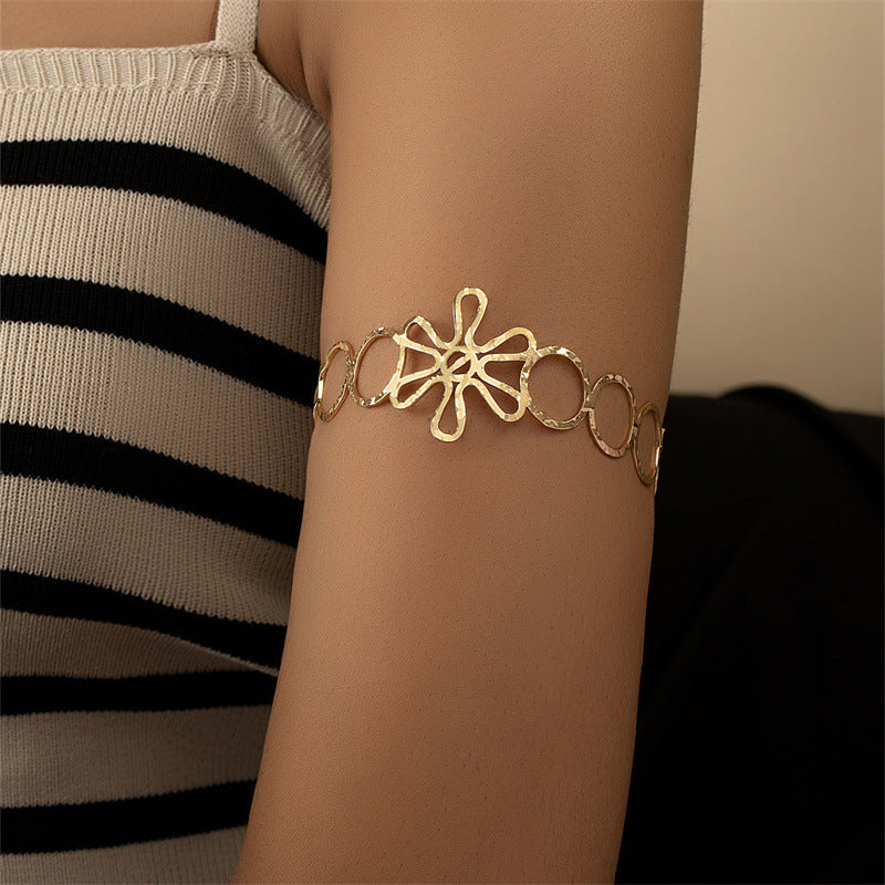 European and American Metal Hollow Flower Geometric Armbands - Premium Adjustable Bracelets