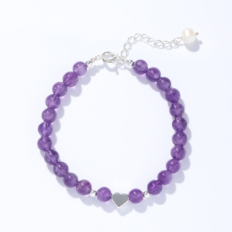 Purple Crystal Heart Bracelet for Women by Planderful Collection