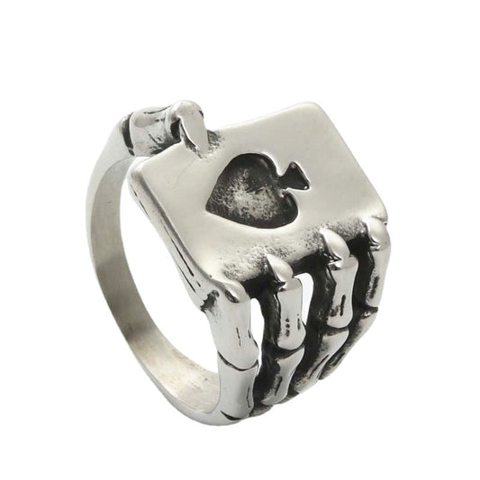 Titanium Steel Gothic Skull Claws Ring for Men – Bold Motorcycle-Inspired Jewelry