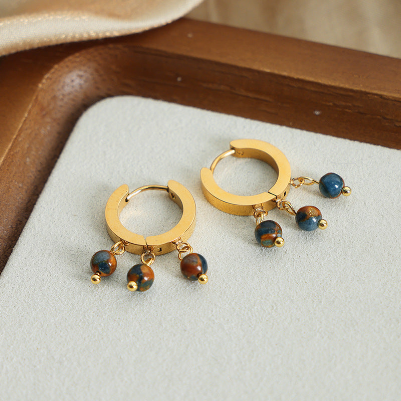 Exquisite Gold-Plated Natural Stone Earrings for Fashionable Women