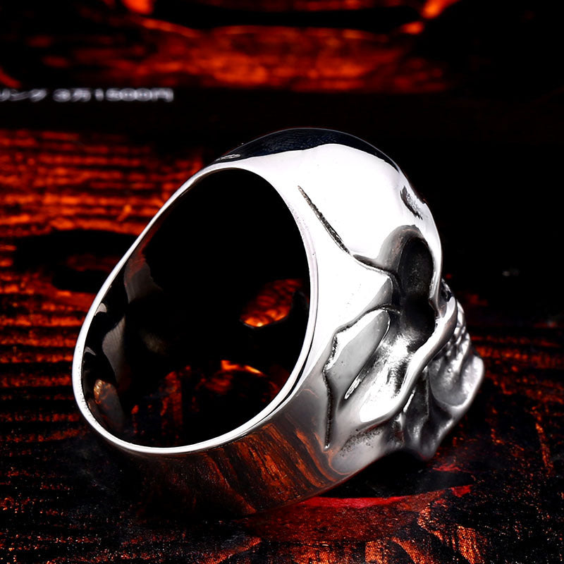 Vintage-Inspired Titanium Steel Skull Ring for Men - European and American Style Wholesale Jewelry