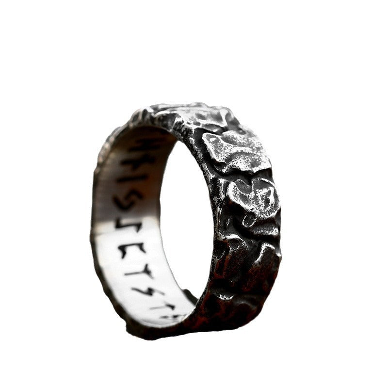 Nordic Viking-Inspired Titanium Steel Ring for Men - Retro Handcrafted Jewelry Wholesale