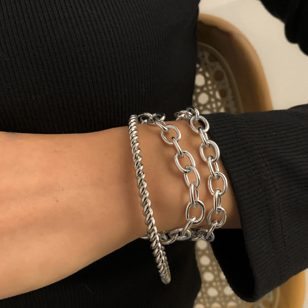 Cross Border Hollow Metal Chain Bracelet Set for Women