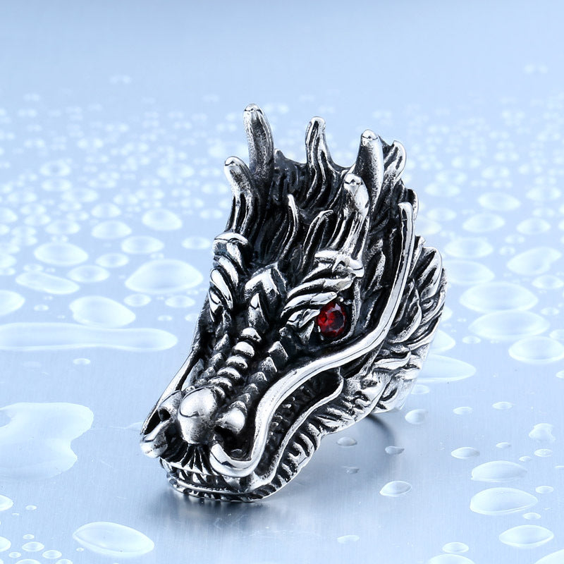 Titanium Steel Dragon Faucet Ring for Men - Bold and Stylish Wholesale Jewelry