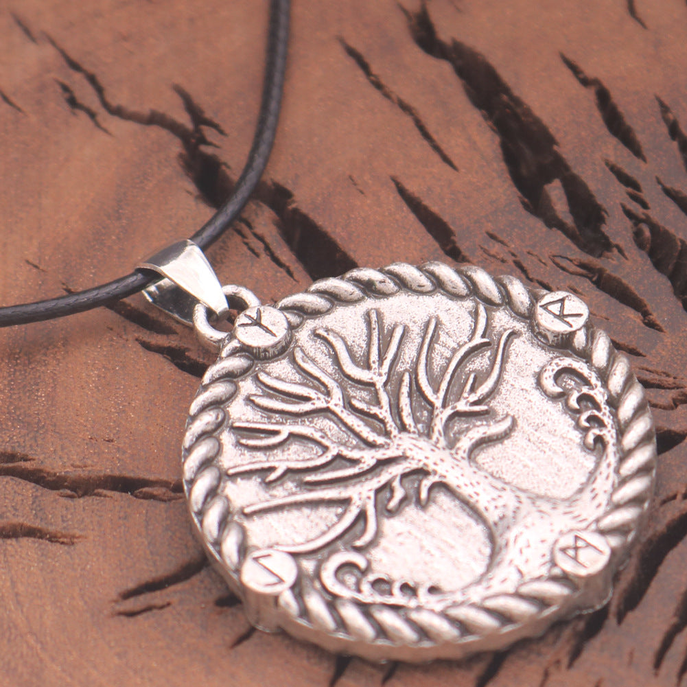 Pirate Tree of Life Nordic Mythology Necklace with Rune Pendant - Men's Jewelry by Planderful Collection