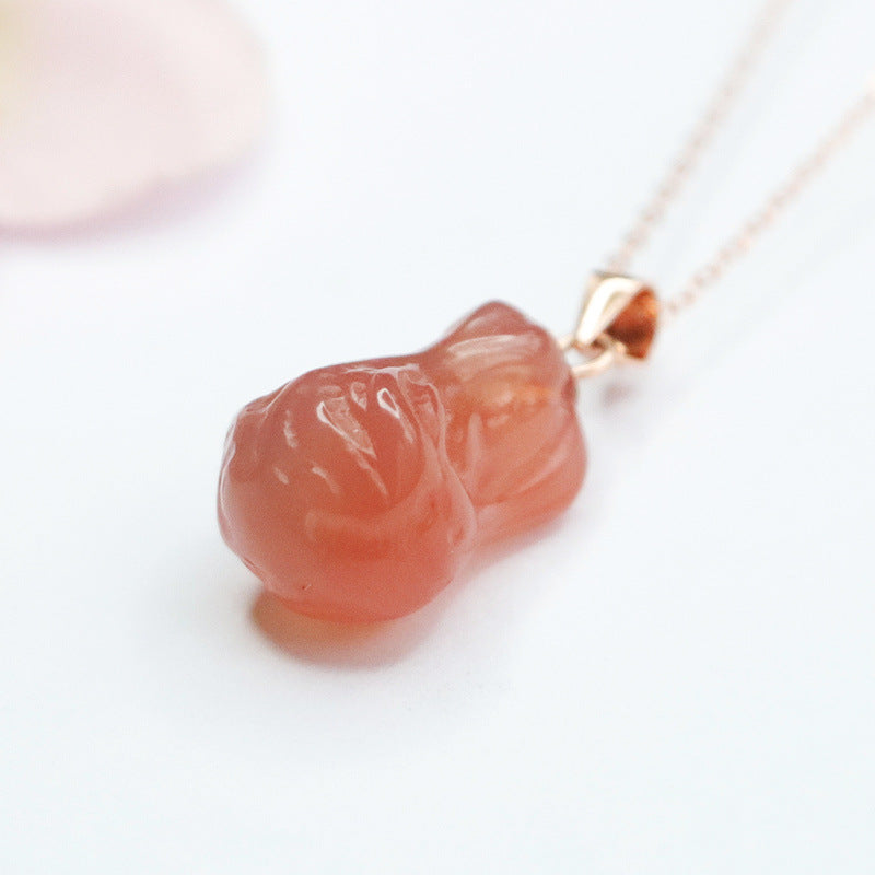 Agate Cabbage Pendant Necklace in Rose Gold-Plated Sterling Silver