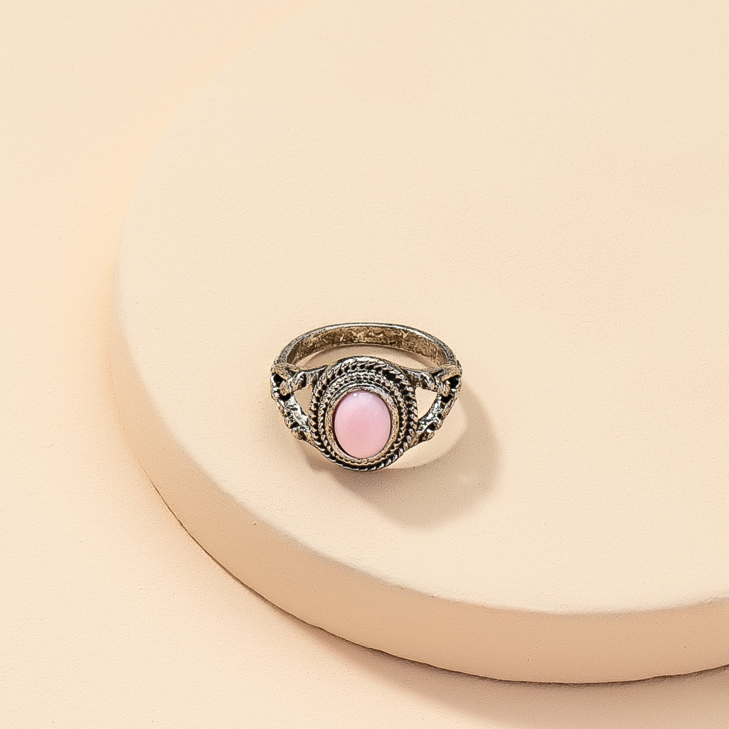 European Pink Stone Ring - Trendy Handcrafted Jewelry for Fashion Enthusiasts