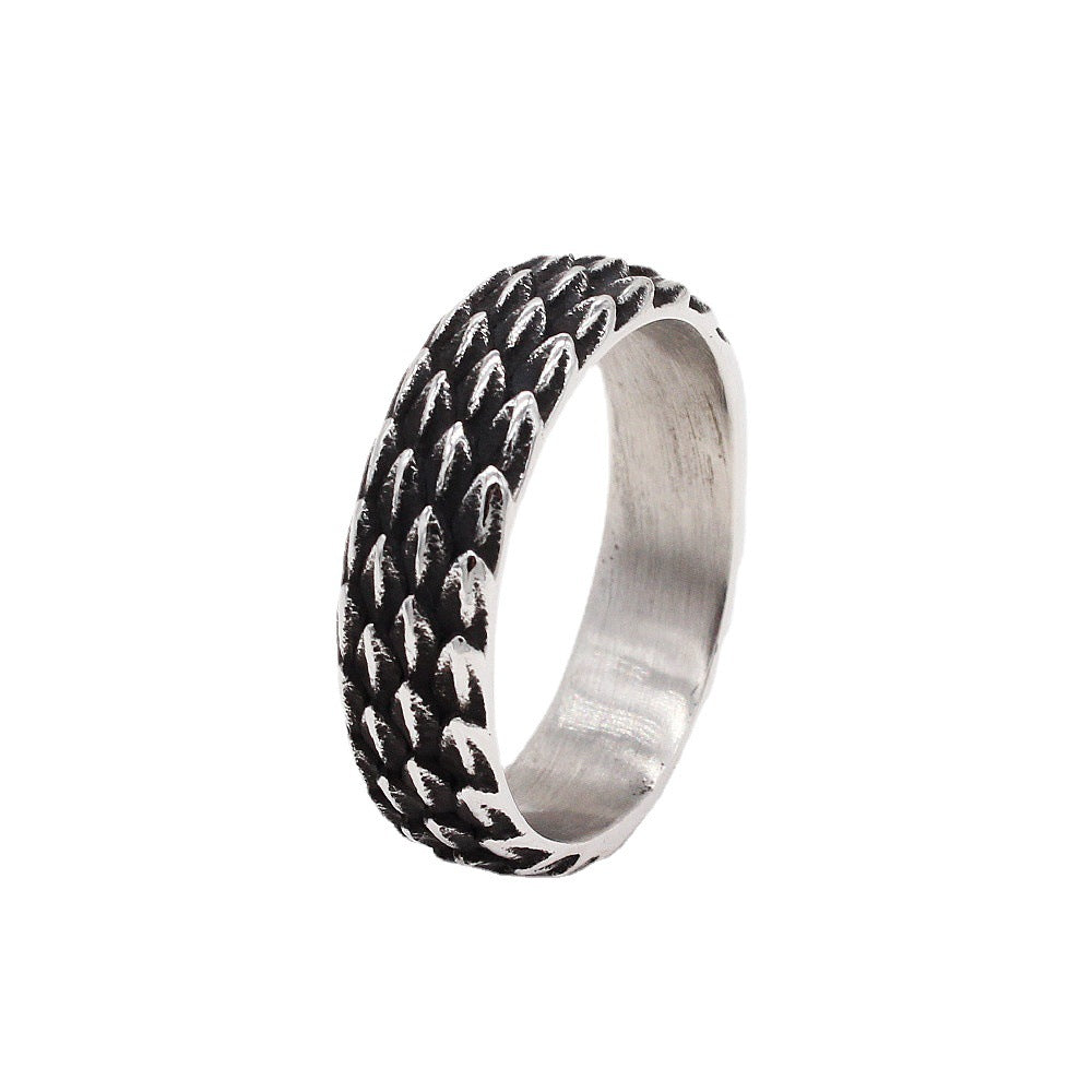 European and American Fashion Simple Dragon Men's Titanium Ring - Wholesale Jewelry