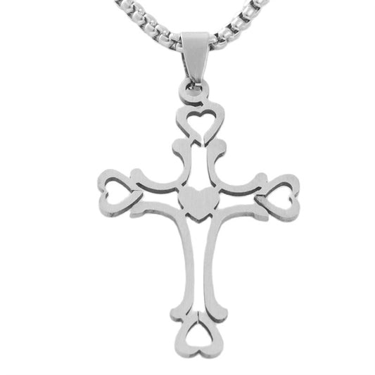 Trendy Titanium Steel Hollow Cross Pendant Necklace for Men