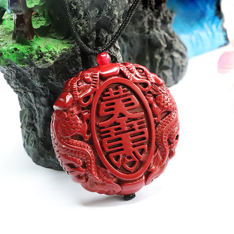 Double Pixiu Sterling Silver Cinnabar Stone Pendant