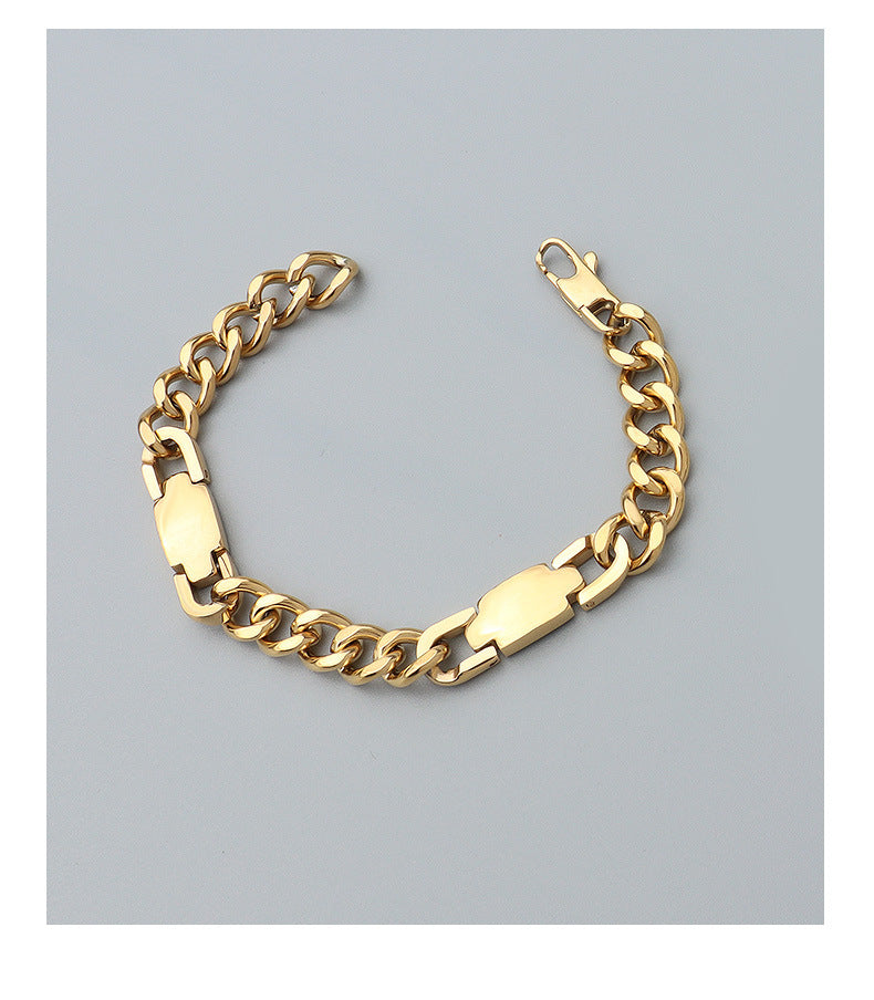 Exaggerated Hip-hop U-Shaped Buckle Geometric Bracelet in 18K Gold Plated Titanium Steel