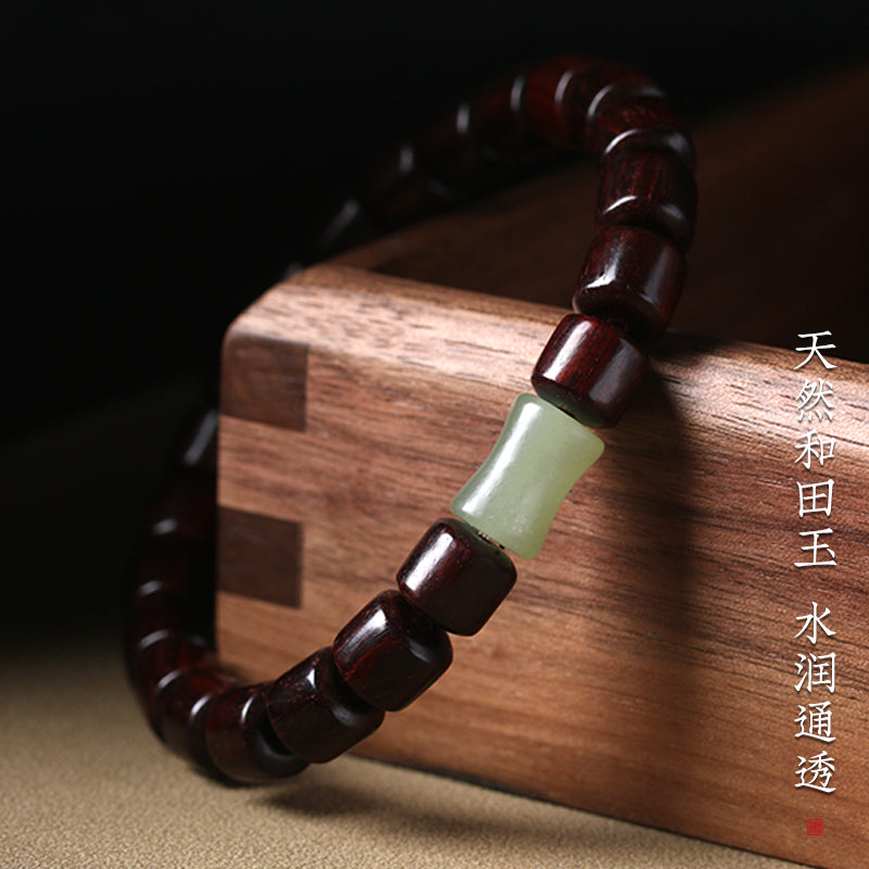 Rising popularity of Natural Lobular Rosewood Bracelets and Hetian Jade Bamboo Bracelet for Boys and Girls