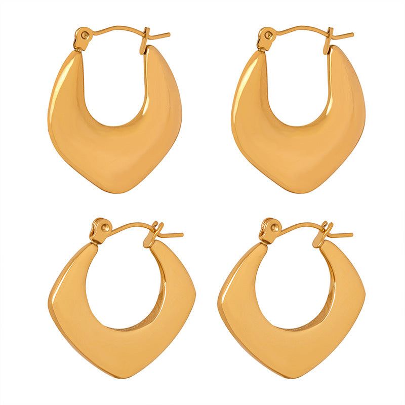 Golden Geometric Earrings - Stylish Titanium Design for Women