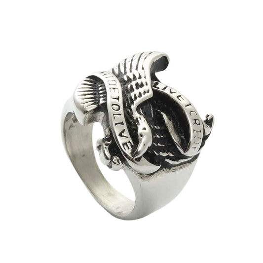 Titanium Steel Eagle Ring for Men - Retro Hipster Punk Stainless Steel Accessory