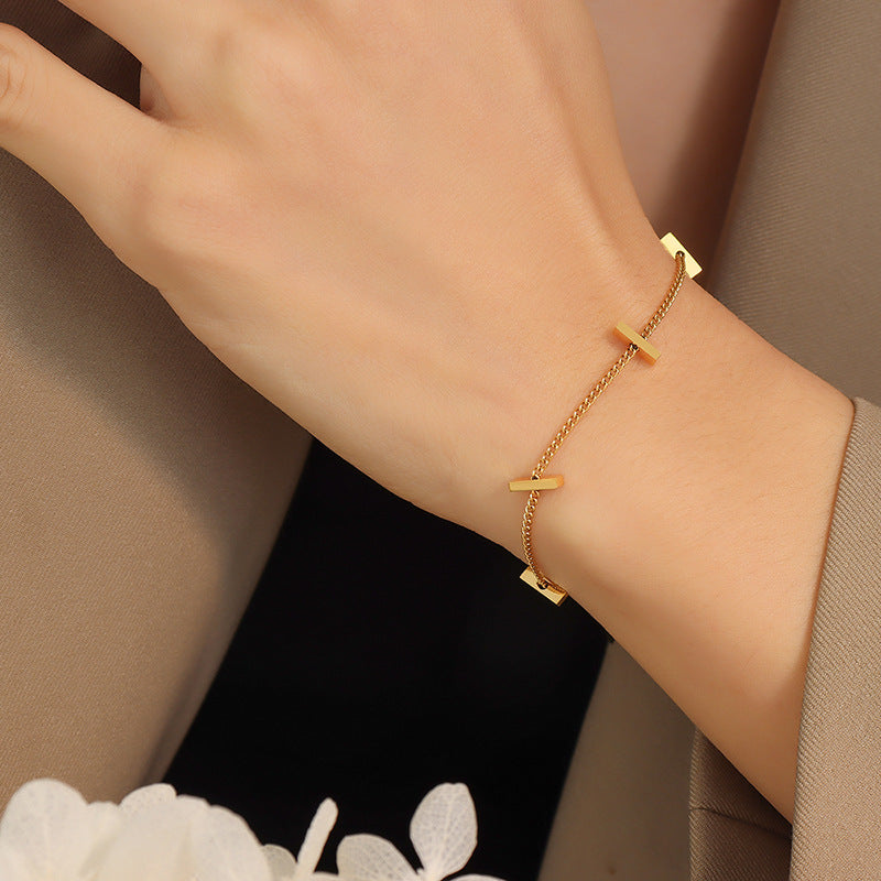 Golden Bamboo Thin Stainless Steel Bracelet - Everyday Genie Collection