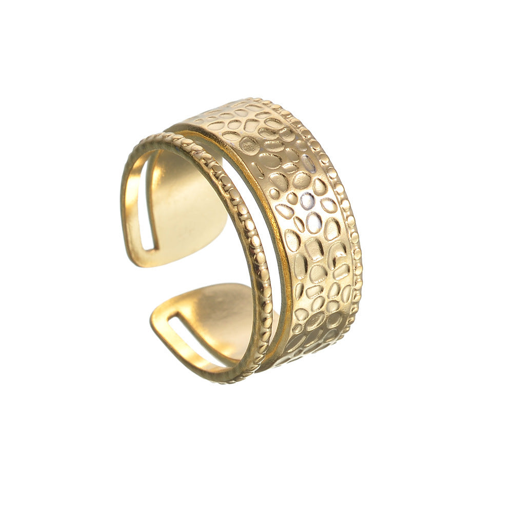 Adjustable Hammered Pattern Titanium Ring for Women by Planderful - Everyday Genie Collection