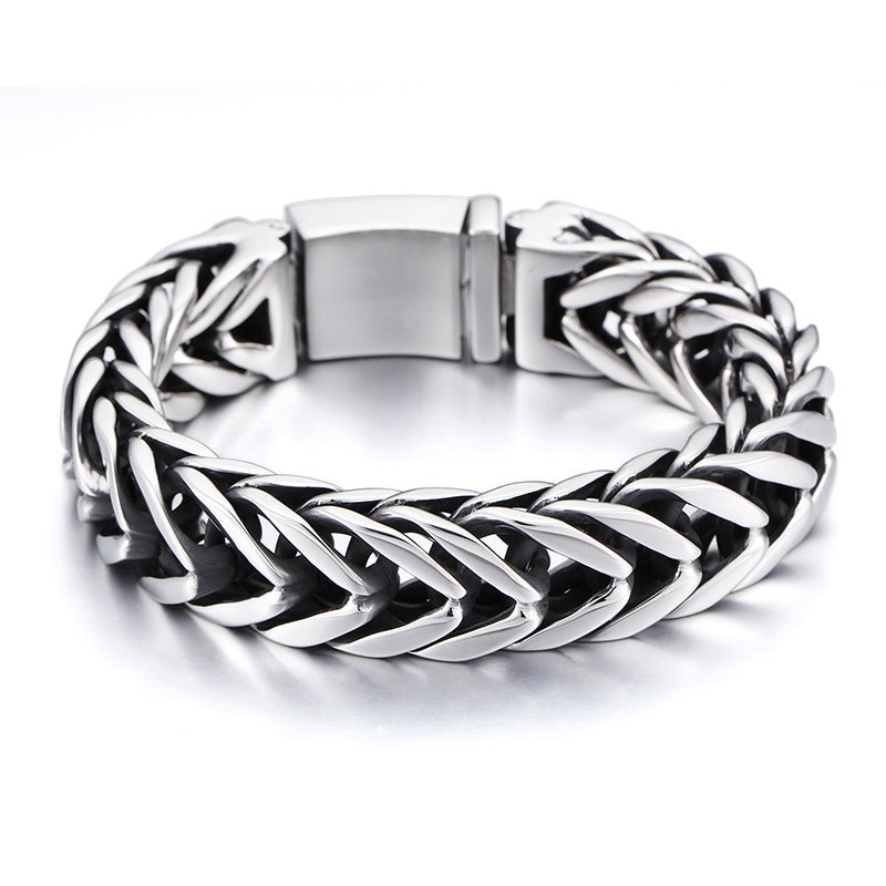 V-Shaped Double-Layer Thick Titanium Steel Men's Bracelet with a Dominant Style